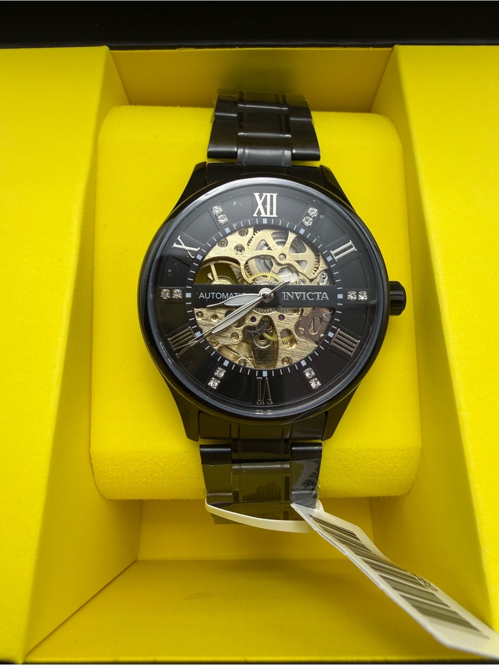 Invicta Objet D’Art Automatic Black Skeleton Watch 40.5mm 30m water resistant